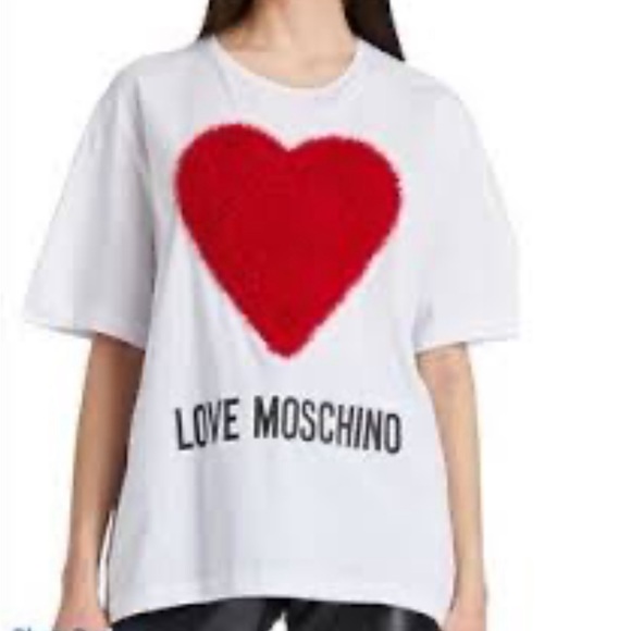 Moschino heart ruffle T shirt oversized size 2 USA or 38 euro NEW - Picture 3 of 6